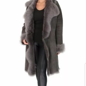 Toscana lambskin shearling coat, Small, Gray